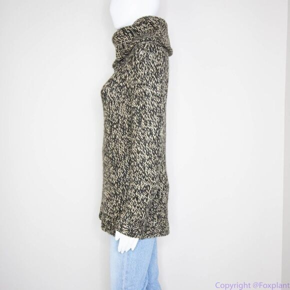 L.L. Bean women's wool blend black and beige cowl neck sweater, M‎ - Picture 8 of 16